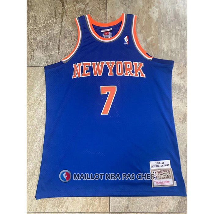 Maillot New York Knicks Carmelo Anthony NO 7 Mitchell & Ness 2012-13 Bleu